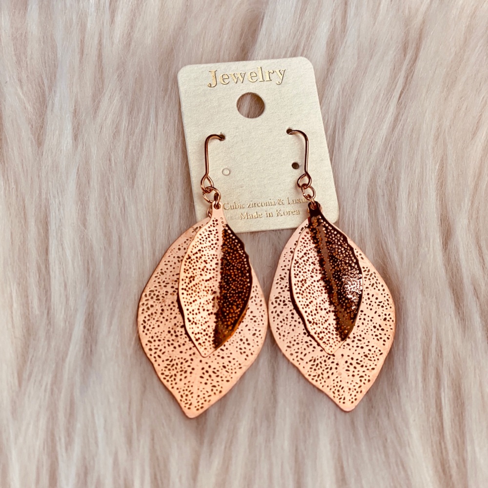 Rose Gold Leaf Earrings